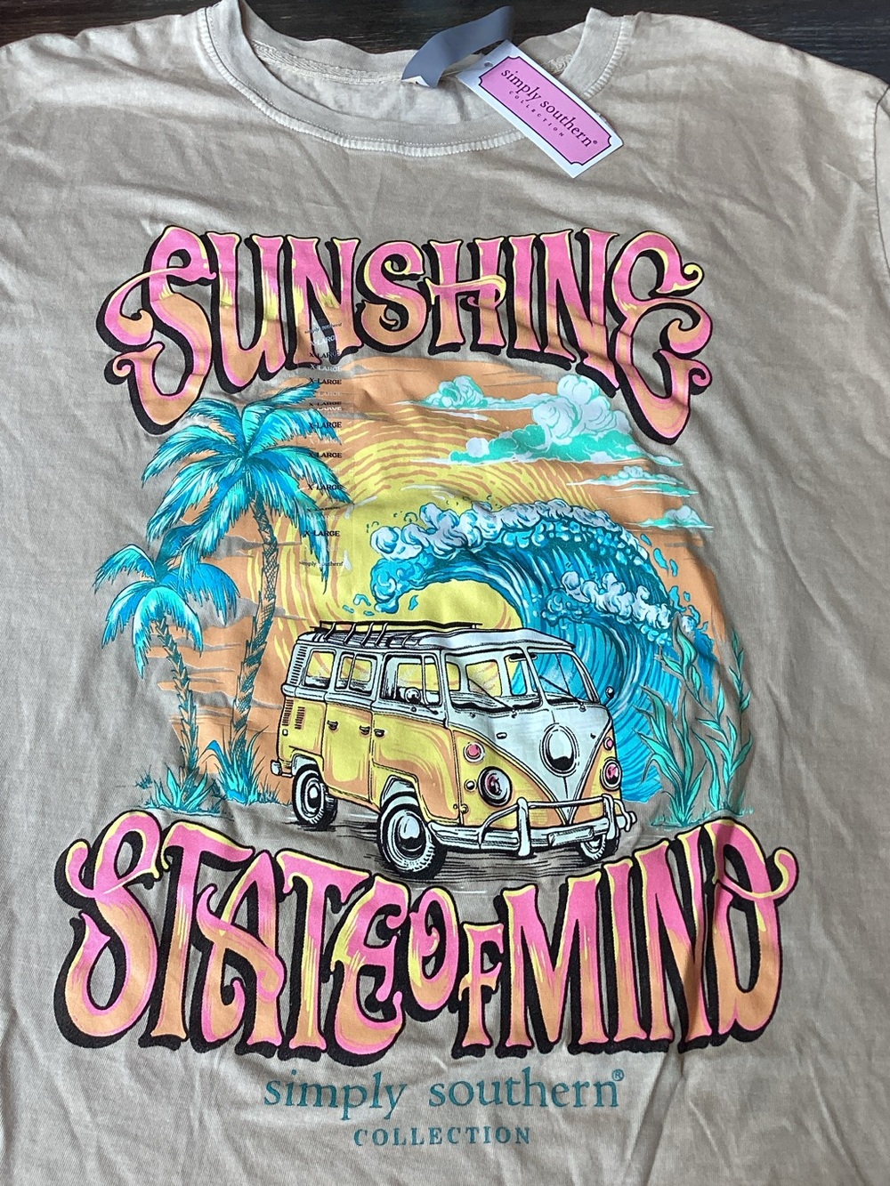 Simply Southern Sunshine State of Mind with VW Van Short Sleeve T-shirt XL